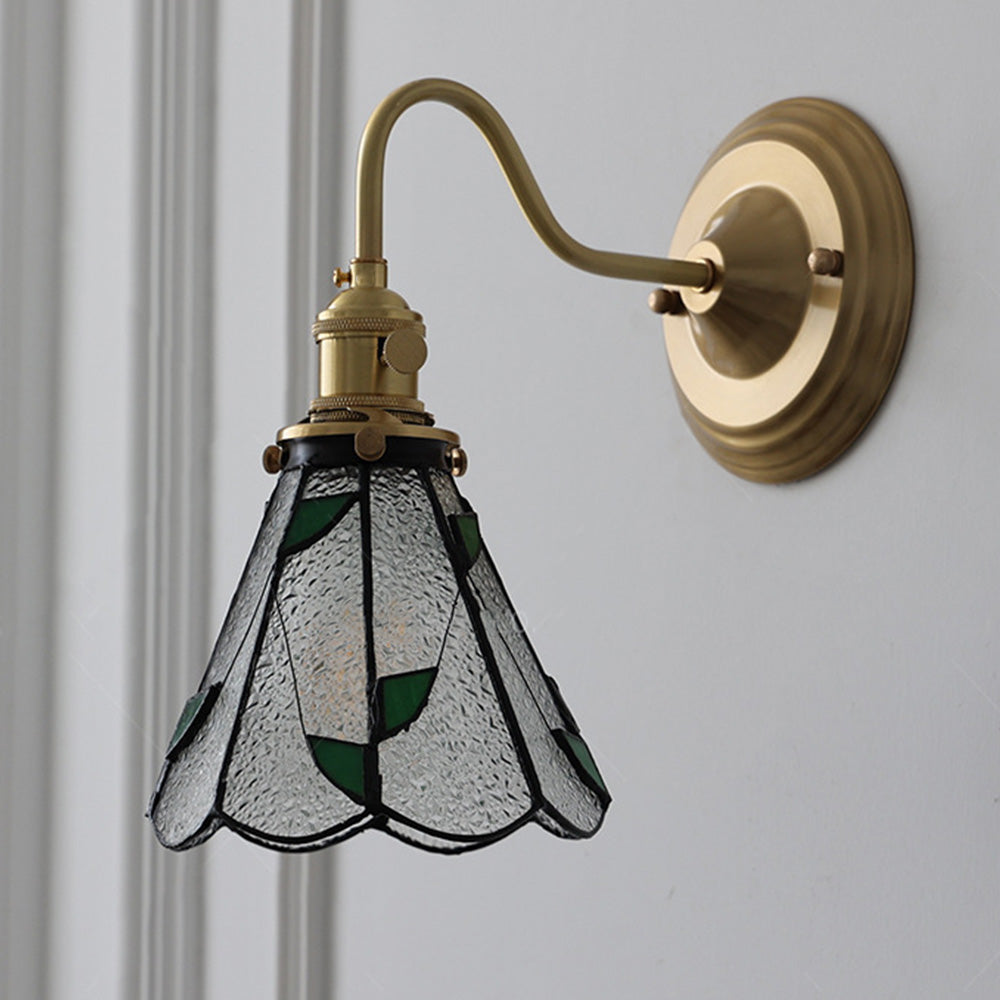 Glass Wall Light | Vintage Brass Sconce | 10.24"-11.02" | Elegant Home Lighting | Brick by Brick