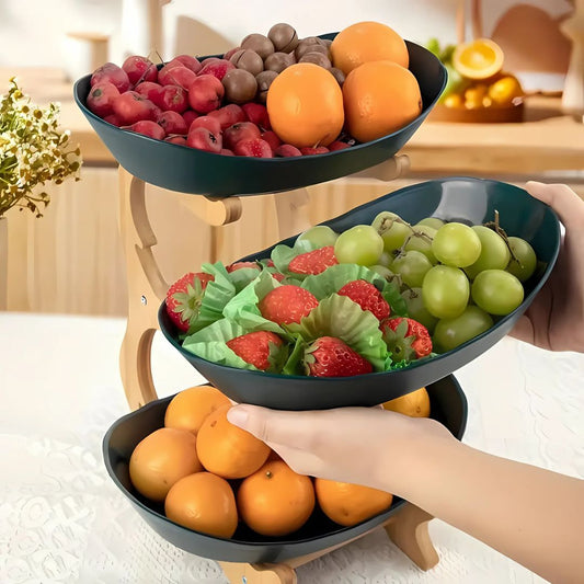 2 & 3 Tier Oval Fruit Bowl | 8.7 - 13.8 in | Space-Saving Fruit Stand | Modern Kitchen Storage Organizer | Brick by Brick