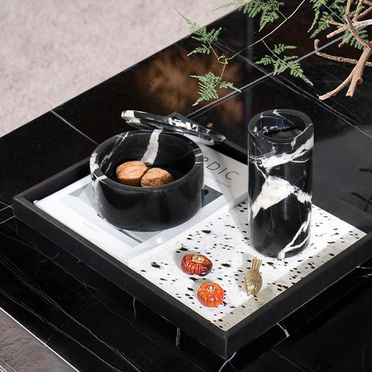 Nero Marquina Marble Jewelry Box |  5.9 × 3 in | Black Stone | White Veining | Brick by Brick