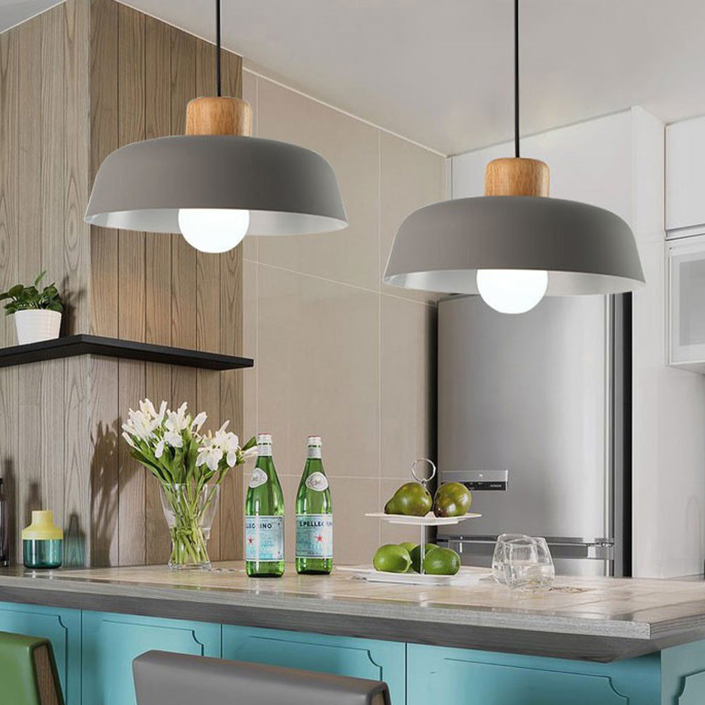 Nordic Creative Pendant Lamp | Natural Wood & Aluminum | Modern Home Lighting | 11.81 x 5.51 in | Brick by Brick