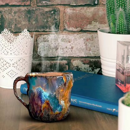 Mineral Crystal Coffee Mugs | Gemstone Texture Glass | Height 2.95 in | 355–444 ml | Brick by Brick