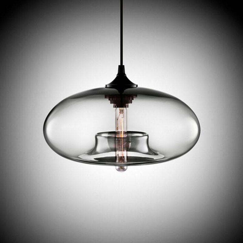 Bread-Shaped Glass Pendant Light | 11 x 5.9 in | Contemporary Metal & Glass Ceiling Fixture | Height Adjustable | Brick by Brick