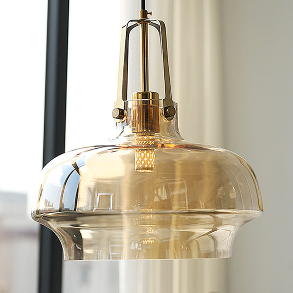 Modern Glass Pendant Light | 13.8 x 14.6 in | Unique Shaped Glass Shade | E27 Bulb | Adjustable Cord | Brick by Brick