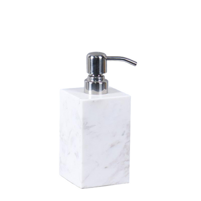 Marble Soap Dispenser |  2.8 in × 7.1 in | Solid Stone Base | Metal Pump | Brick by Brick
