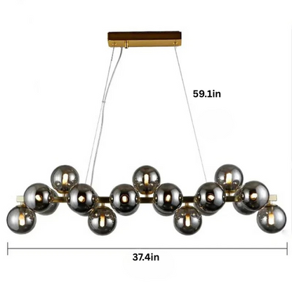 Modern Glass Pendant Chandelier | H59 in | LED Ceiling Light | Adjustable Hanging Lamp with Remote | Dimmable Indoor Lighting | Brick by Brick