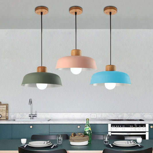 Nordic Creative Pendant Lamp | Natural Wood & Aluminum | Modern Home Lighting | 11.81 x 5.51 in | Brick by Brick