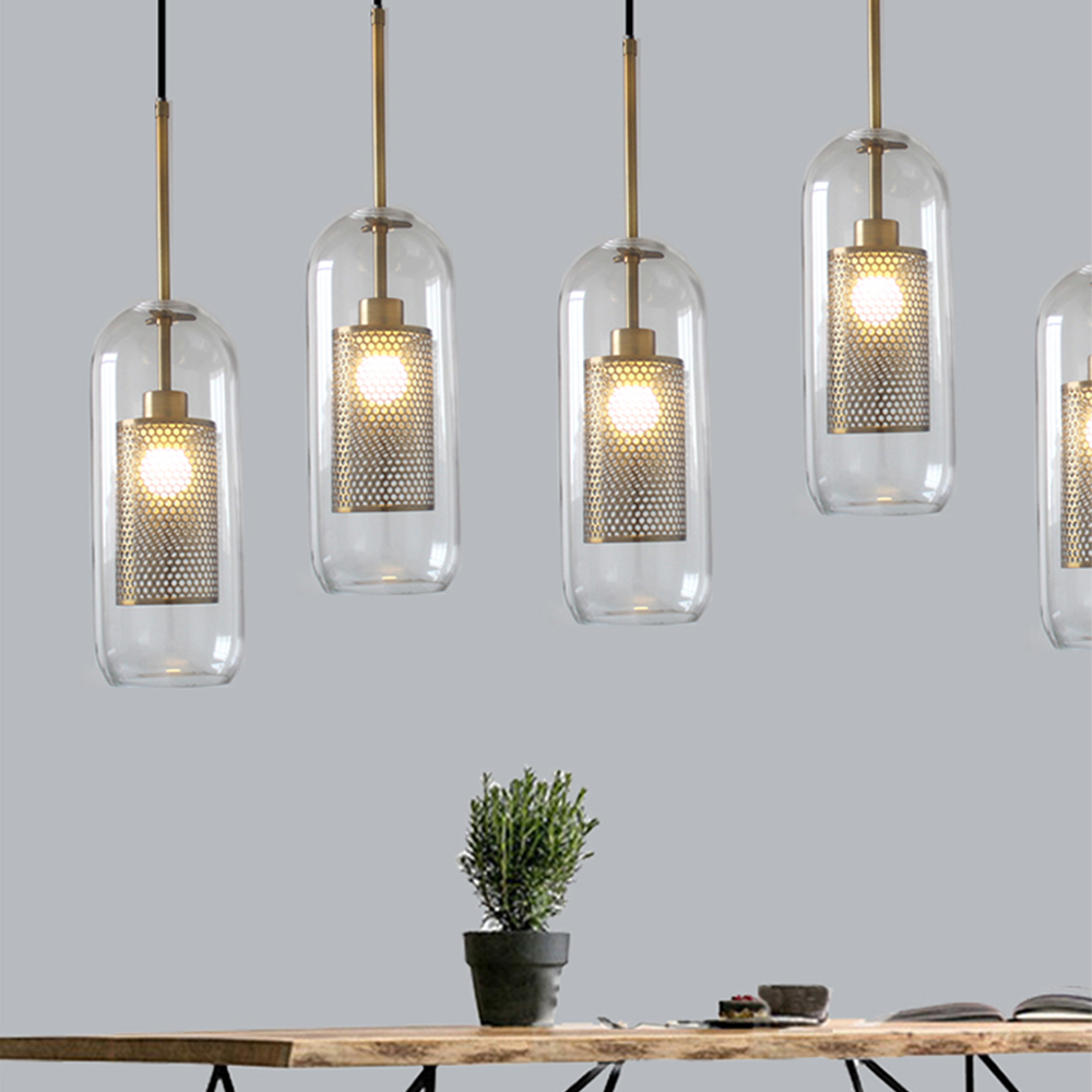 Elegant Glass Pendant Lamp | Gold or Silver | Adjustable Hanging Light | Contemporary Home Lighting | Brick by Brick