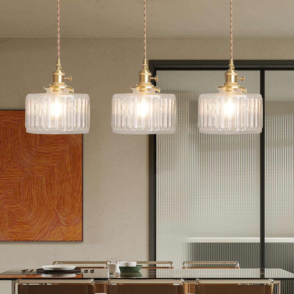 Cylinder Glass Pendant Light | Vintage Elegance | Adjustable Height 59" | Warm Glow for Modern Homes | Brick by Brick