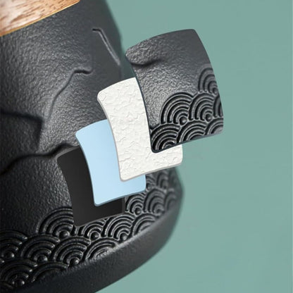 Travel Tea Set | 3.42 x 4.96 in | Ceramic Nested Pot & Cups | Bamboo Handle Design | Brick by Brick