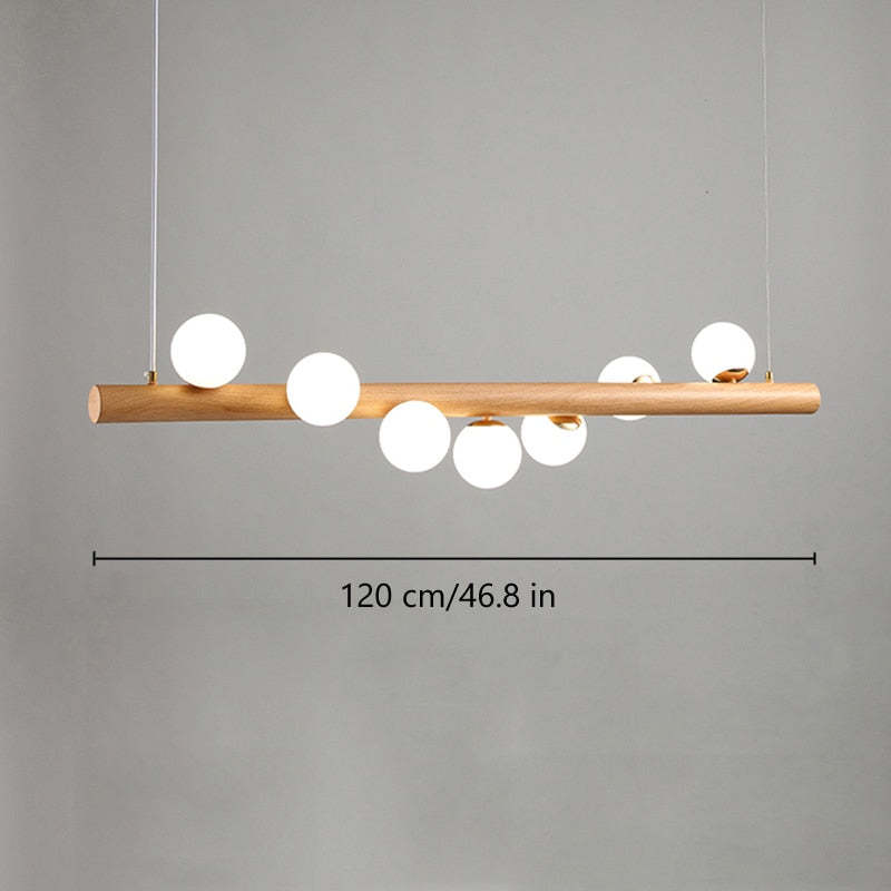 Glass Bubble Pendant Light | 31.5 - 47.2 in | Wood Walnut | Modern LED Ceiling Light | Living Room | Dining Room | Brick by Brick