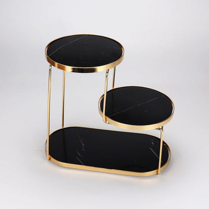 Luxury Marble Tiered Tray | Oval Base | Gold-Finish | Decorative & Serving | Brick by Brick
