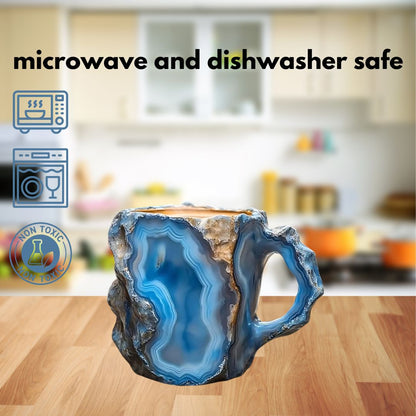 Mineral Crystal Coffee Mugs | Gemstone Texture Glass | Height 2.95 in | 355–444 ml | Brick by Brick