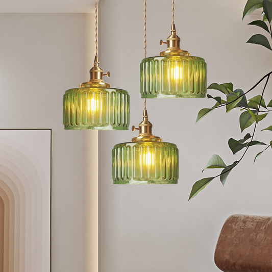 Cylinder Glass Pendant Light | Vintage Elegance | Adjustable Height 59" | Warm Glow for Modern Homes | Brick by Brick
