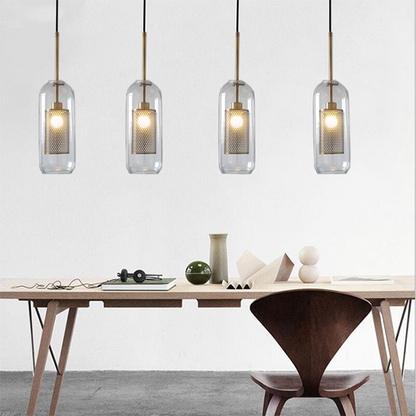 Elegant Glass Pendant Lamp | Gold or Silver | Adjustable Hanging Light | Contemporary Home Lighting | Brick by Brick