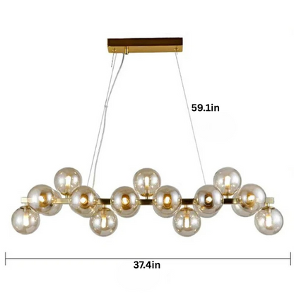 Modern Glass Pendant Chandelier | H59 in | LED Ceiling Light | Adjustable Hanging Lamp with Remote | Dimmable Indoor Lighting | Brick by Brick