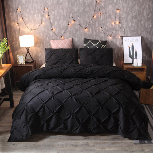 Pinch Pleat Duvet Cover Set | 65.7 - 90.6 in | Diamond Pattern Bedding | Elegant Home Décor | Brick by Brick