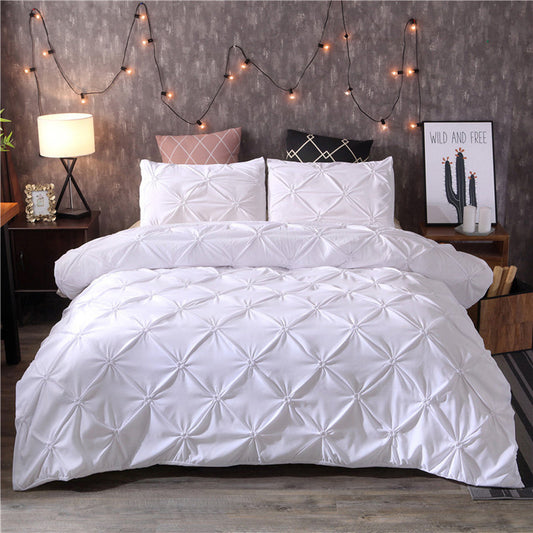 Pinch Pleat Duvet Cover Set | 65.7 - 90.6 in | Diamond Pattern Bedding | Elegant Home Décor | Brick by Brick