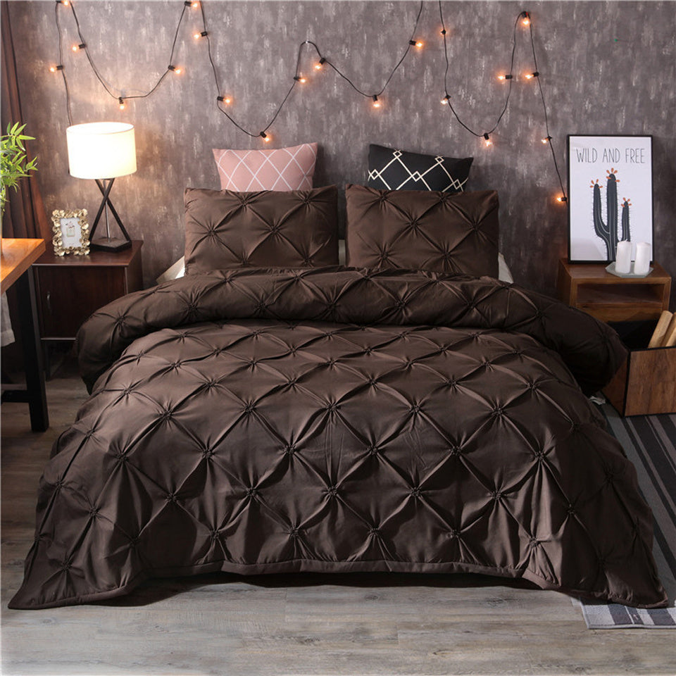Pinch Pleat Duvet Cover Set | 65.7 - 90.6 in | Diamond Pattern Bedding | Elegant Home Décor | Brick by Brick