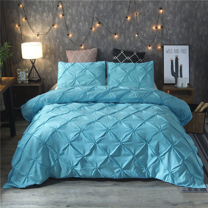 Pinch Pleat Duvet Cover Set | 65.7 - 90.6 in | Diamond Pattern Bedding | Elegant Home Décor | Brick by Brick