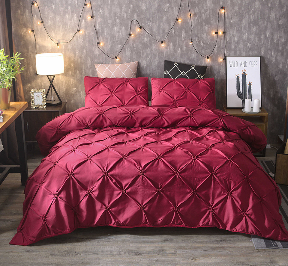 Pinch Pleat Duvet Cover Set | 65.7 - 90.6 in | Diamond Pattern Bedding | Elegant Home Décor | Brick by Brick