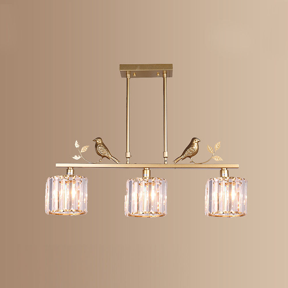 Birdie Crystal Island Chandelier | Multi-Head Pendant | 26.77 x 27.56 in | Elegant Long Chandelier | Brick by Brick