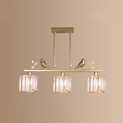Birdie Crystal Island Chandelier | Multi-Head Pendant | 26.77 x 27.56 in | Elegant Long Chandelier | Brick by Brick