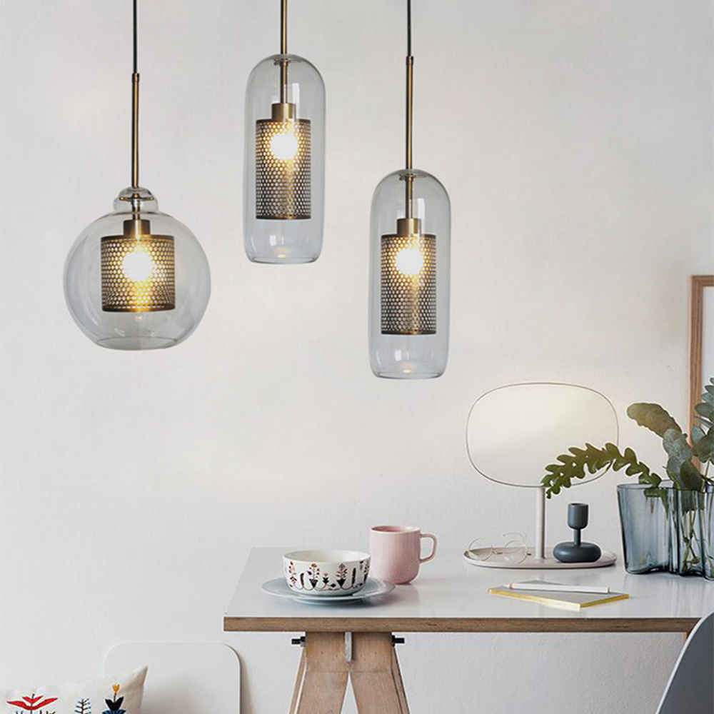 Elegant Glass Pendant Lamp | Gold or Silver | Adjustable Hanging Light | Contemporary Home Lighting | Brick by Brick