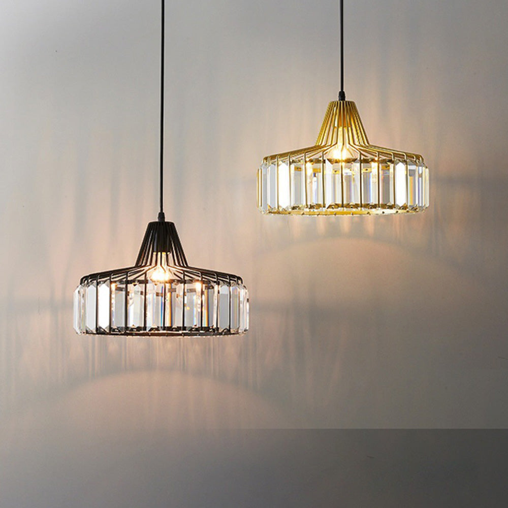 Black Crystal Pendant Light | Sleek Black Finish | Shimmering Crystal Accents | Statement Lighting | Brick by Brick