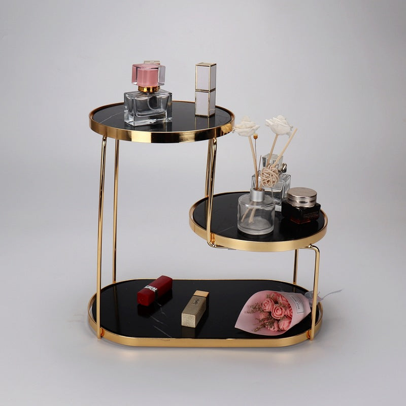Luxury Marble Tiered Tray | Oval Base | Gold-Finish | Decorative & Serving | Brick by Brick