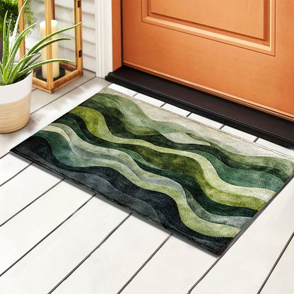 Bath Mat Geometric Wave Design | Faux Cashmere Soft Absorbent Non-Slip | Brick by Brick