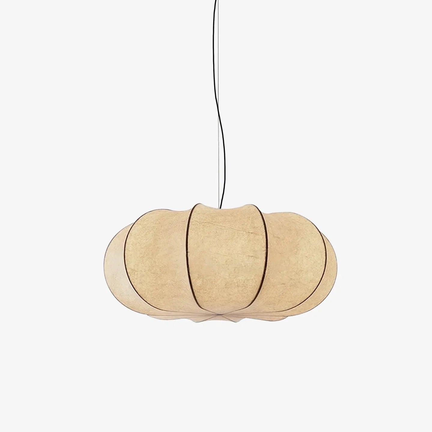 Oblate Silk & Metal Pendant Lamp | Ozawa Vintage Style | 19.7″ / 23.6″ / 31.5″ | Brick by Brick