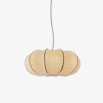 Oblate Silk & Metal Pendant Lamp | Ozawa Vintage Style | 19.7″ / 23.6″ / 31.5″ | Brick by Brick