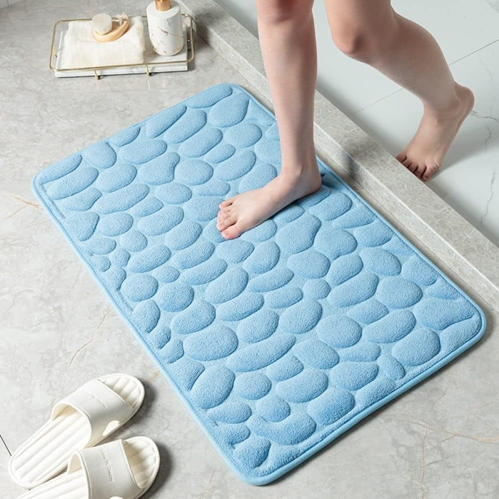 Non Slip Bathroom Mat | Memory Foam Cobblestone Rug, Soft Cushioned & Machine Washable | Brick by Brick