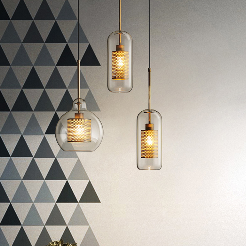 Elegant Glass Pendant Lamp | Gold or Silver | Adjustable Hanging Light | Contemporary Home Lighting | Brick by Brick