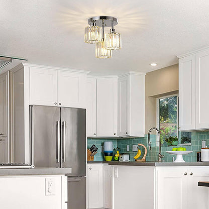 Crystal Elegance Ceiling Light | Semi-Flush Mount | 9.8 in x 10.2 in | Refined Home Ambiance | Brick by Brick