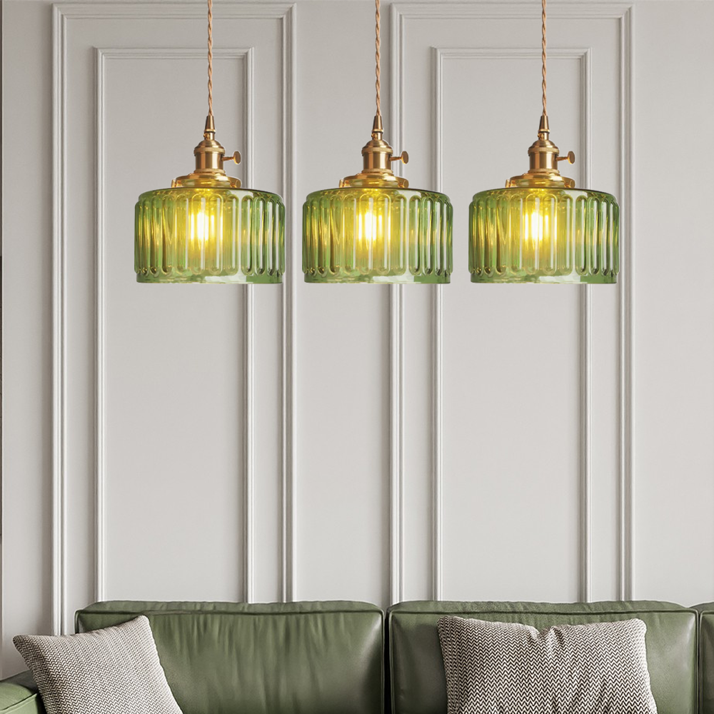 Cylinder Glass Pendant Light | Vintage Elegance | Adjustable Height 59" | Warm Glow for Modern Homes | Brick by Brick