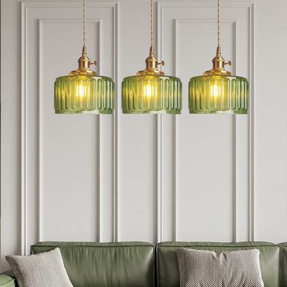 Cylinder Glass Pendant Light | Vintage Elegance | Adjustable Height 59" | Warm Glow for Modern Homes | Brick by Brick