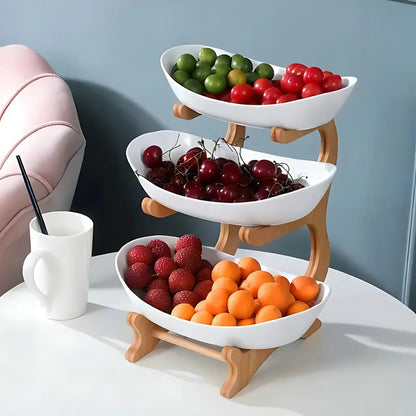 2 & 3 Tier Oval Fruit Bowl | 8.7 - 13.8 in | Space-Saving Fruit Stand | Modern Kitchen Storage Organizer | Brick by Brick