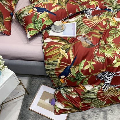 Tropical Cotton Duvet Set | Exotic Bird Paradise Print | Soft 100% Egyptian Cotton Bedding | Brick by Brick