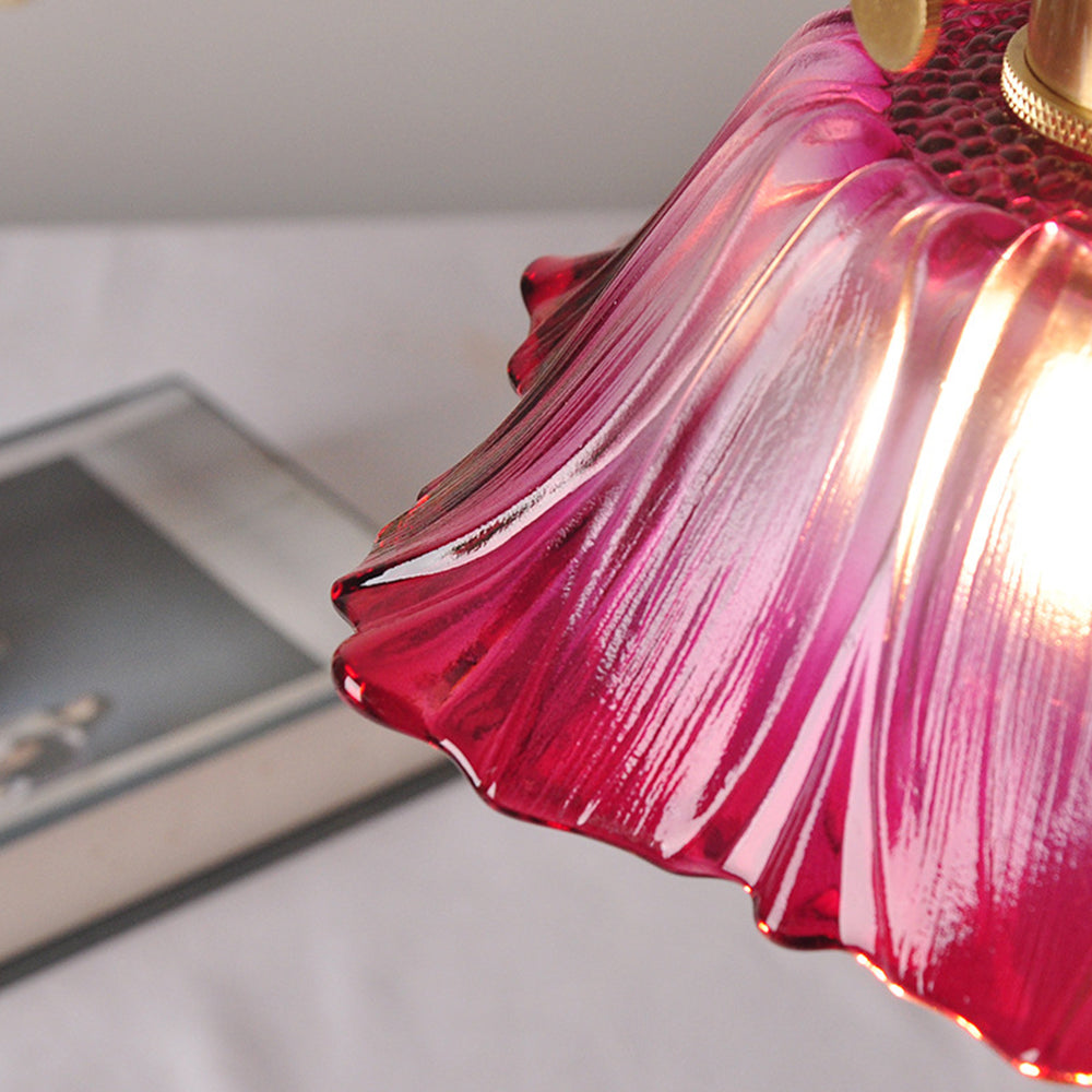 Vintage Floral Glass Pendant Light | Retro Elegance | Warm Glow | Adjustable Hanging | Brick by Brick