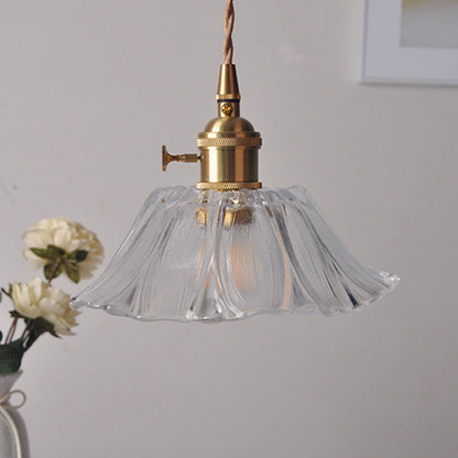 Vintage Floral Glass Pendant Light | Retro Elegance | Warm Glow | Adjustable Hanging | Brick by Brick