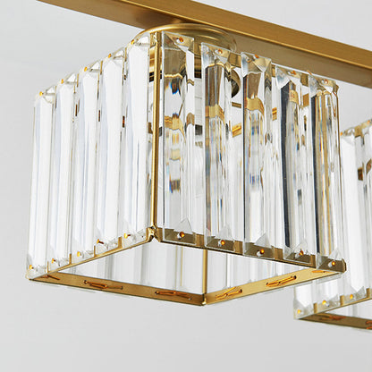 Birdie Crystal Island Chandelier | Multi-Head Pendant | 26.77 x 27.56 in | Elegant Long Chandelier | Brick by Brick