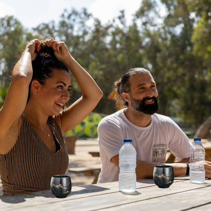 Japanese Blue Landscape Tea Set |6.3 × 4.7 × 5.1 in | Porcelain Teapot | 6 Cups and Tray | Brick by Brick