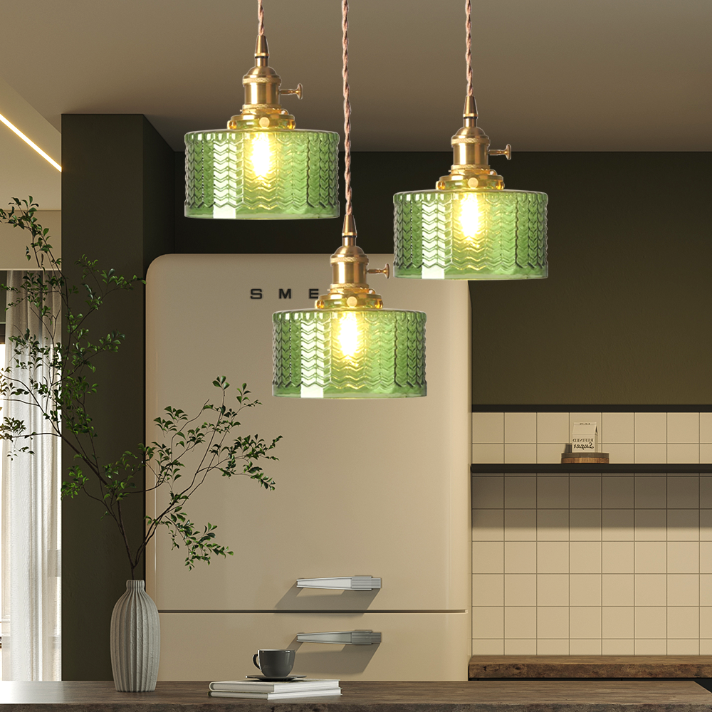 Cylinder Glass Pendant Light | Vintage Elegance | Adjustable Height 59" | Warm Glow for Modern Homes | Brick by Brick