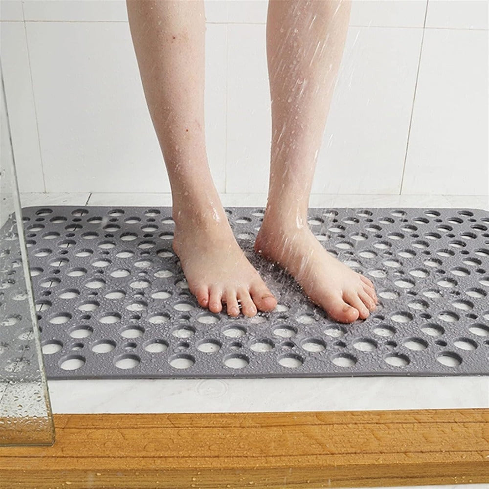 Anti-Slip Shower Mat | Rectangular PVC Bath Safety Mat with Drain Holes for Bathroom | Brick by Brick
