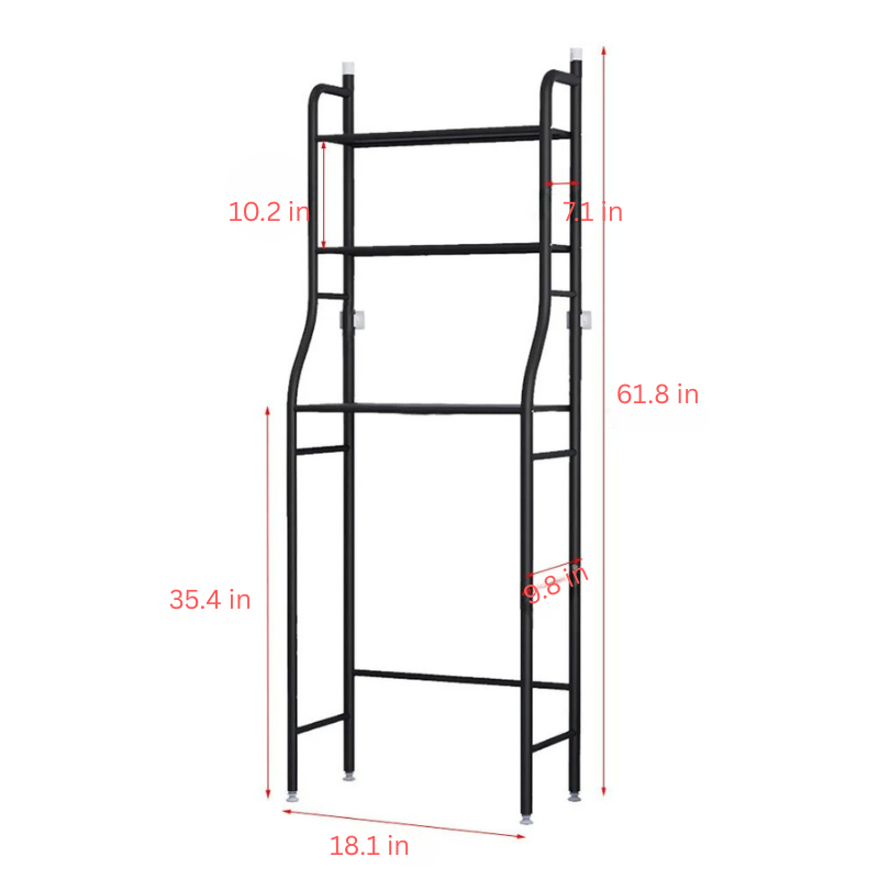 Black Metal Toilet Rack | 3-Tier Over Toilet Storage Organizer | Bathroom Shelf | Brick by Brick