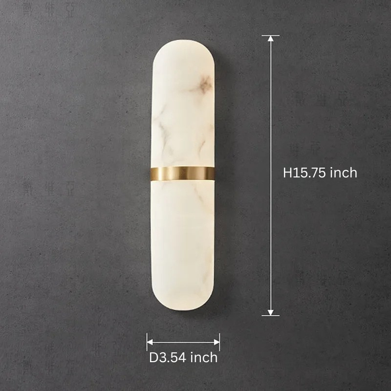 Marble LED Wall Light  | 15.7 x 3.5 in | Semi-Cylinder Light | Imitation Marble Decor Fixture | Brick by Brick