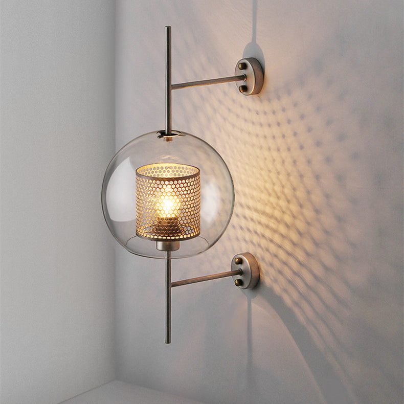 Modern Glass Ball Wall Light | Single Bulb Sconce | Iron & Glass Fixture | Brick by Brick
