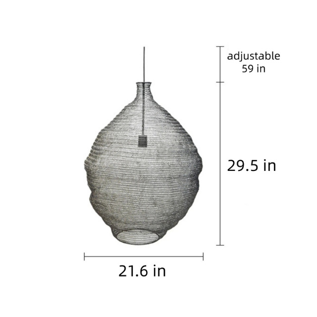 Wabi Sabi Iron Mesh Chandelier | 7.5 lbs | H14 - H 29.5in | Japanese Style Retro Pendant Light | Brick by Brick