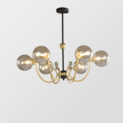 Modern Chrome Chandelier | Nordic Glass Ceiling Light | 25.6–37 x 29.5 in | Contemporary Home Lighting | Brick by Brick